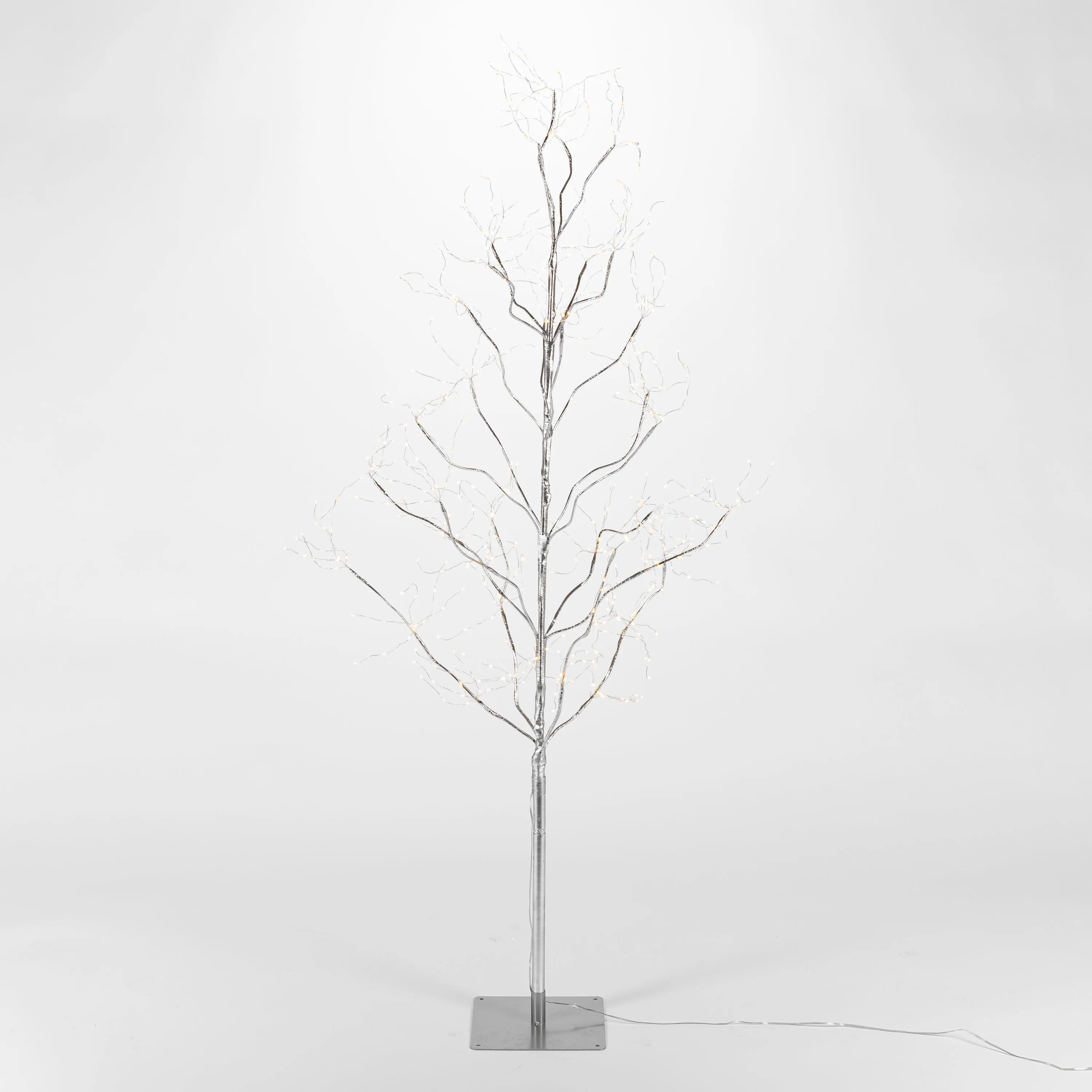 5 Foot Tall Silver Glowing Lighted Tree, Micro LEDs