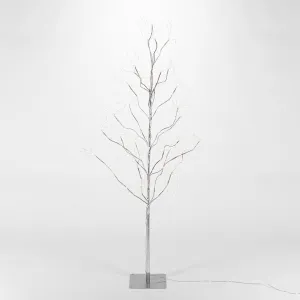 5 Foot Tall Silver Glowing Lighted Tree, Micro LEDs