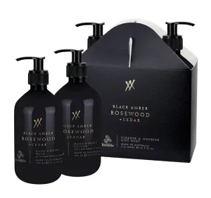 Alchemy Body Wash and Body Lotion Gift Set Black Amber with Rosewood and Cedar