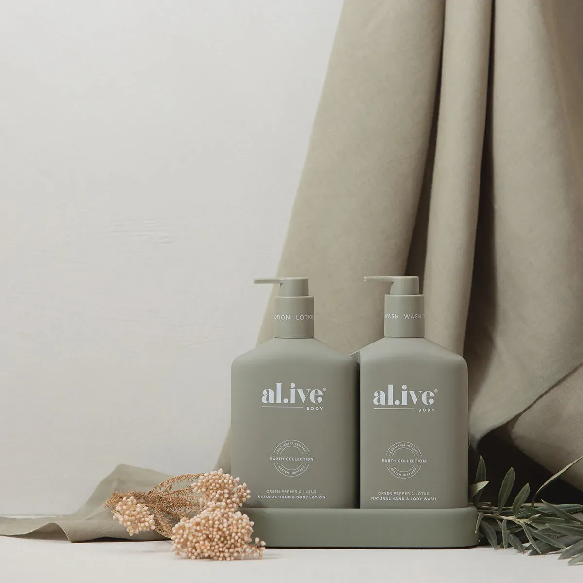 Al.ive Wash & Lotion Duo   Tray - Green Pepper & Lotus