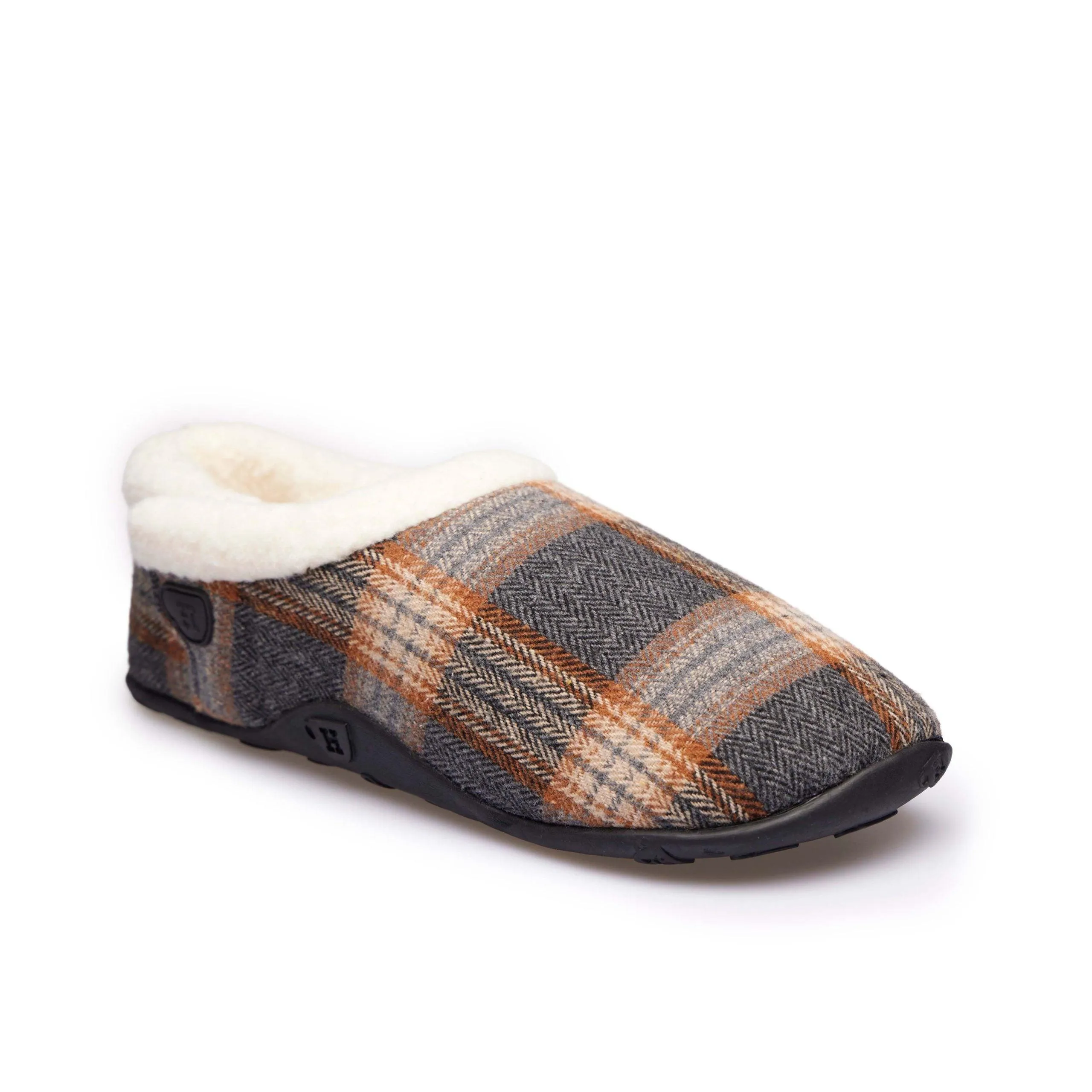 Bruce - Grey Rust Check Men's Slippers