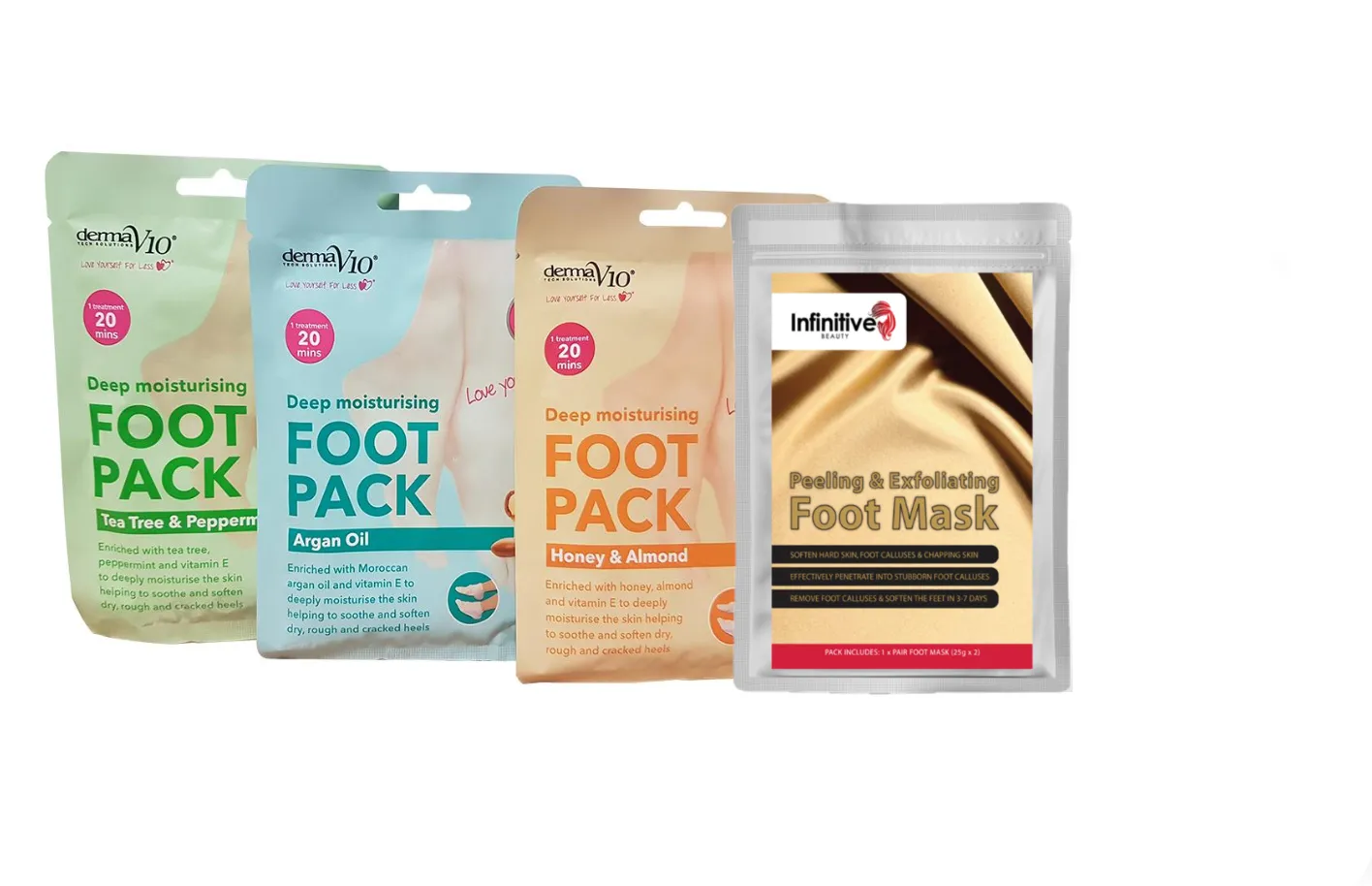 Exfoliating & Moisturising Foot Mask Collection - 3 Packs