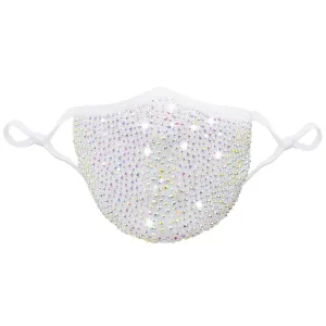 Face Mask - White with Crystal AB Rhinestones