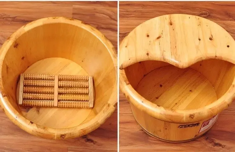 Foot Basin Foot Spa Wooden Bucket Foot Bath With Cover and Massager 足浴桶加厚泡脚加盖和按摩器 OFS03