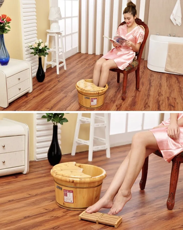 Foot Basin Foot Spa Wooden Bucket Foot Bath With Cover and Massager 足浴桶加厚泡脚加盖和按摩器 OFS03