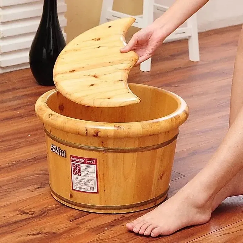 Foot Basin Foot Spa Wooden Bucket Foot Bath With Cover and Massager 足浴桶加厚泡脚加盖和按摩器 OFS03