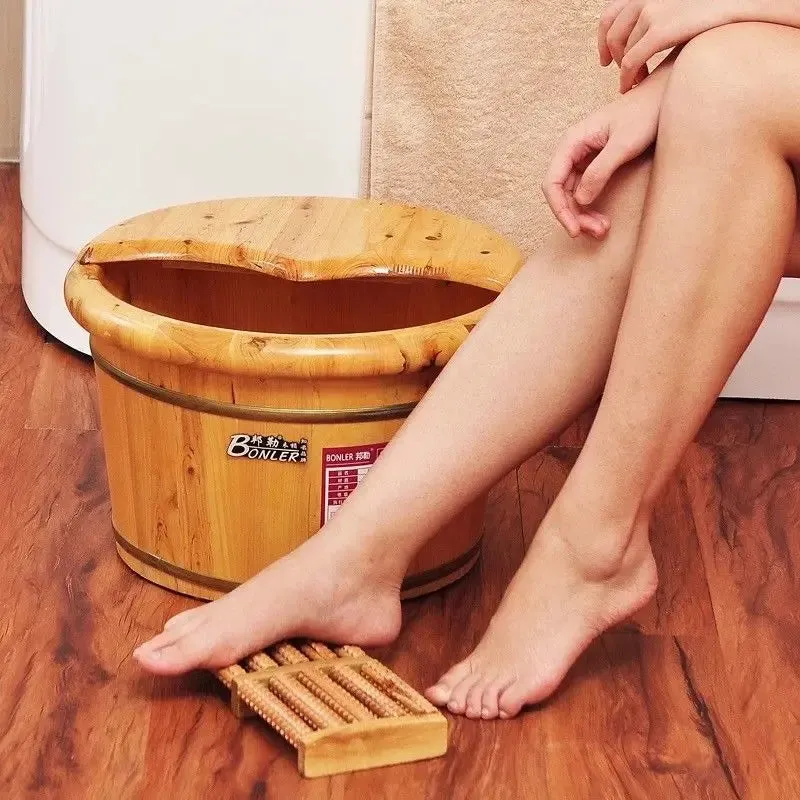 Foot Basin Foot Spa Wooden Bucket Foot Bath With Cover and Massager 足浴桶加厚泡脚加盖和按摩器 OFS03