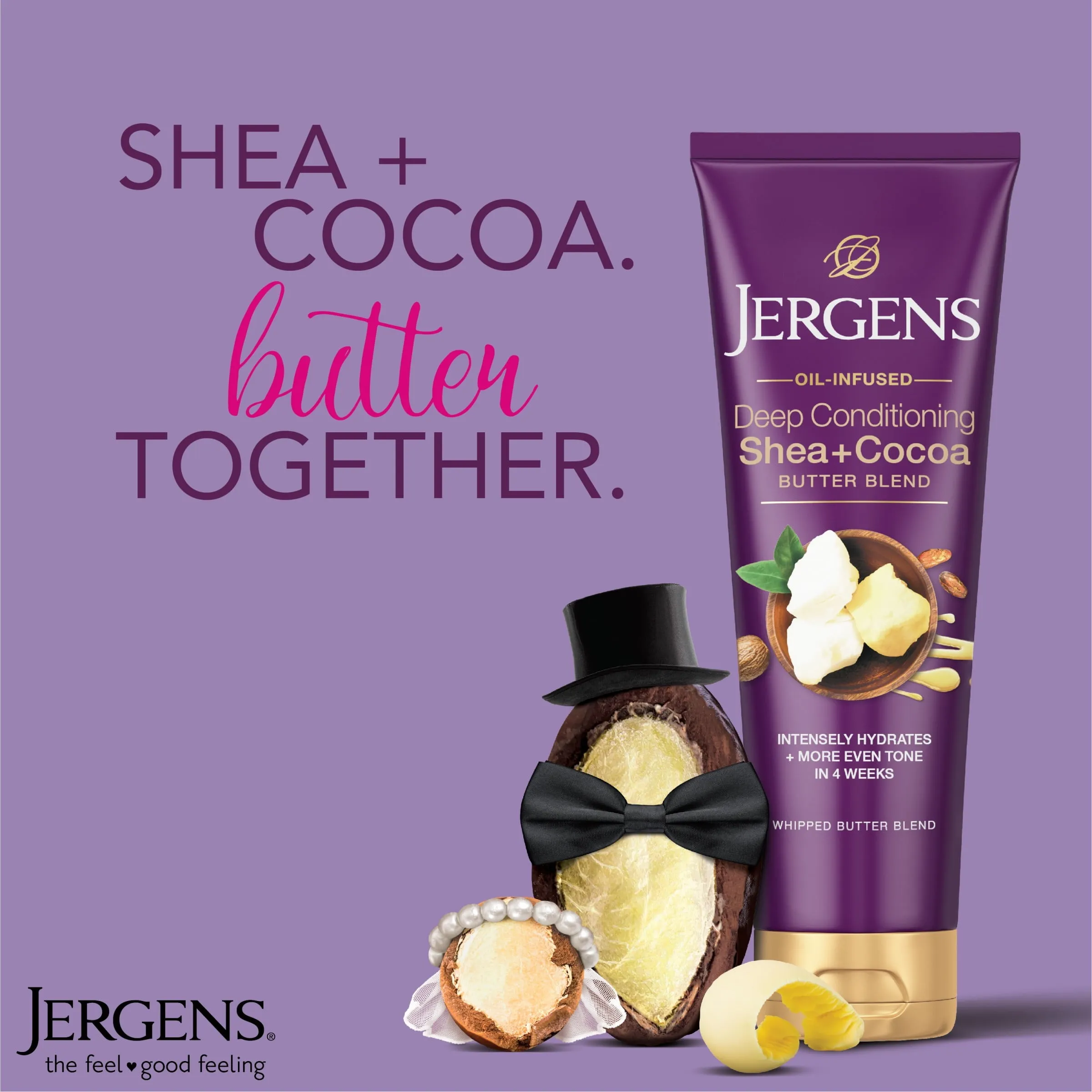 Jergens Hand and Body Lotion, Shea   Cocoa Butter Body Lotion for Dry Skin, Deep Conditioning Moisturizer, with Vitamins E & B3, 8.5 oz