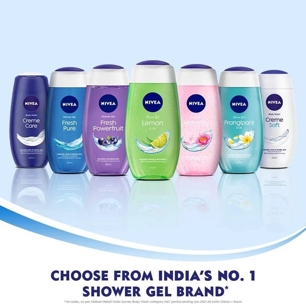 NIVEA Body Wash, Fresh Pure Shower Gel, Refreshing Aquatic Scent, 250 ml