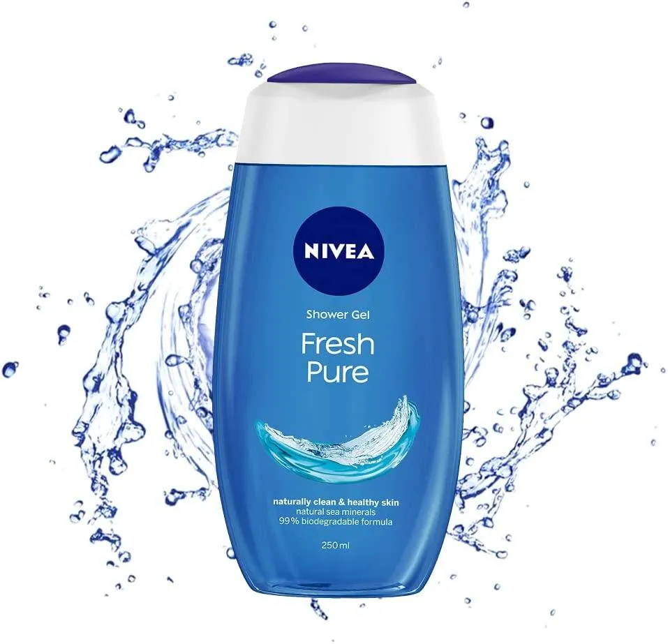 NIVEA Body Wash, Fresh Pure Shower Gel, Refreshing Aquatic Scent, 250 ml