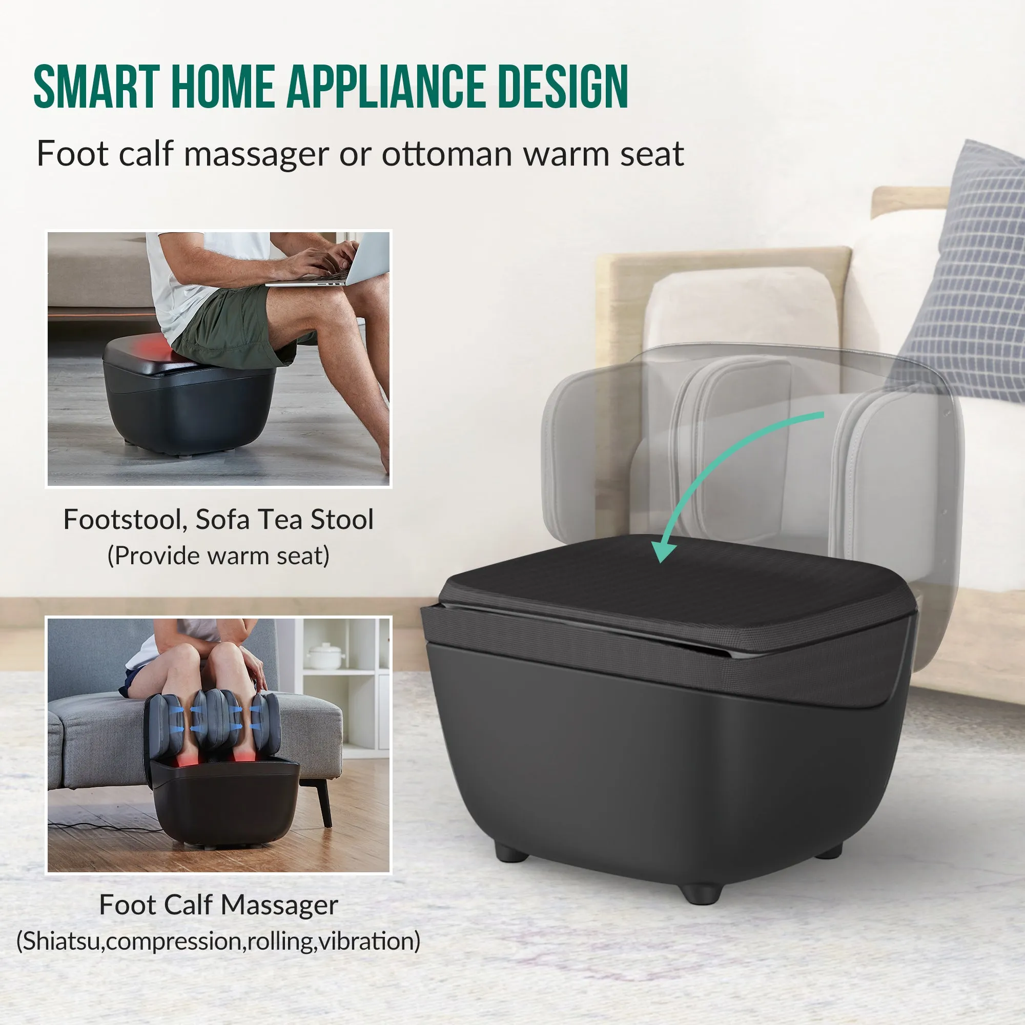 Snailax 2 IN 1 Foot Massager & Ottoman Foot Rest --SL-K68