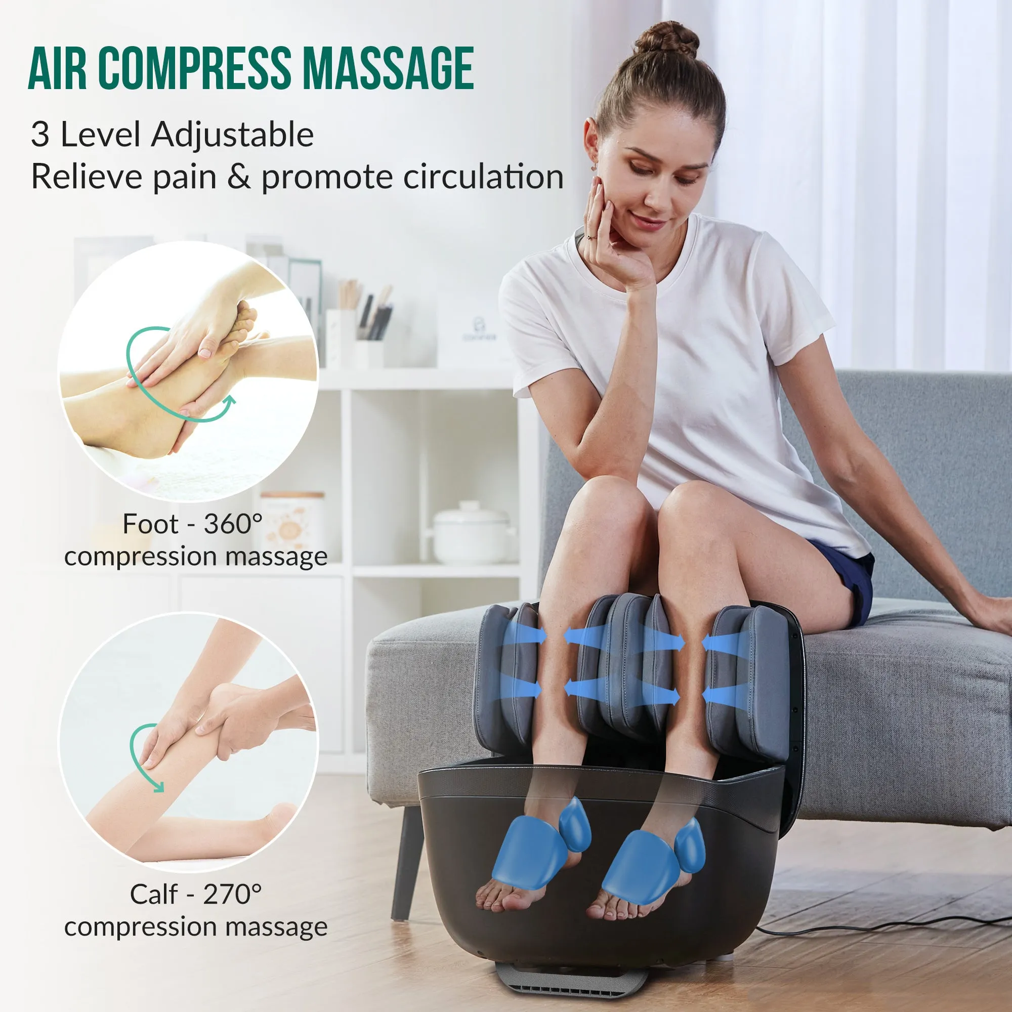 Snailax 2 IN 1 Foot Massager & Ottoman Foot Rest --SL-K68